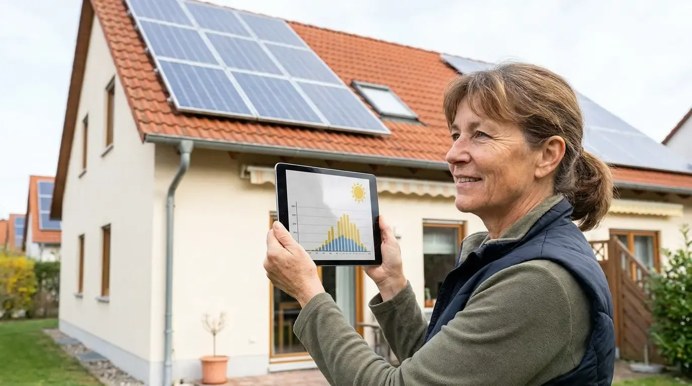 Deutsches Eigenheim mit Solaranlage auf dem Dach